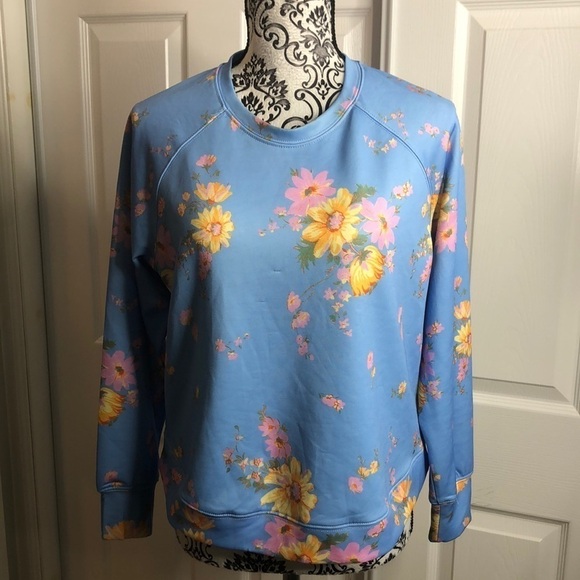 Elie Elie Tahari Bright Blue Floral Pullover M Snag - Picture 1 of 7